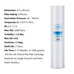 Geekpure 2 Stage Whole House Water Filter System 1″ Port 4.5″ x 20″ w/ PP Carbon