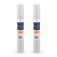 2 Pack of 1µm Wound String Sediment Water Filter Cartridges 20″x2.5″ By Aquaboon
