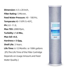 Geekpure 2 Stage Whole House Water Filter System 1″ Port 4.5″ x 20″ w/ PP Carbon