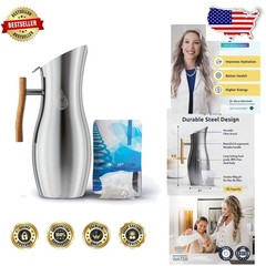 pH Vitality 1.9L Water Pitcher: High pH Alkaline, Stainless Steel, Chlorine Free