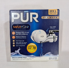 PUR Ultimate Max Ion White & Chrome Faucet Water Filter Triple Action Ships Free