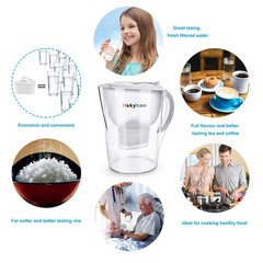Water Filter Pitcher Alkaline – 3.5 Liters Improve PH, 2 Filters Included, BPA F