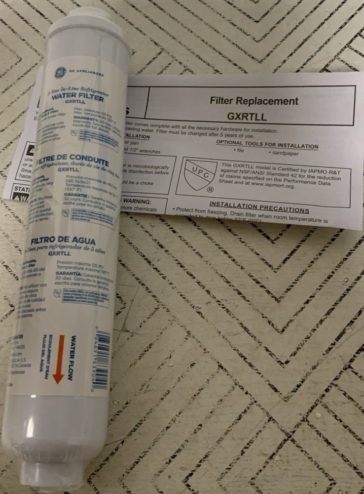 ➿ GE GXRTLL In-line Water Filter For Fridge & Ice No Brass Fittings 🆕
