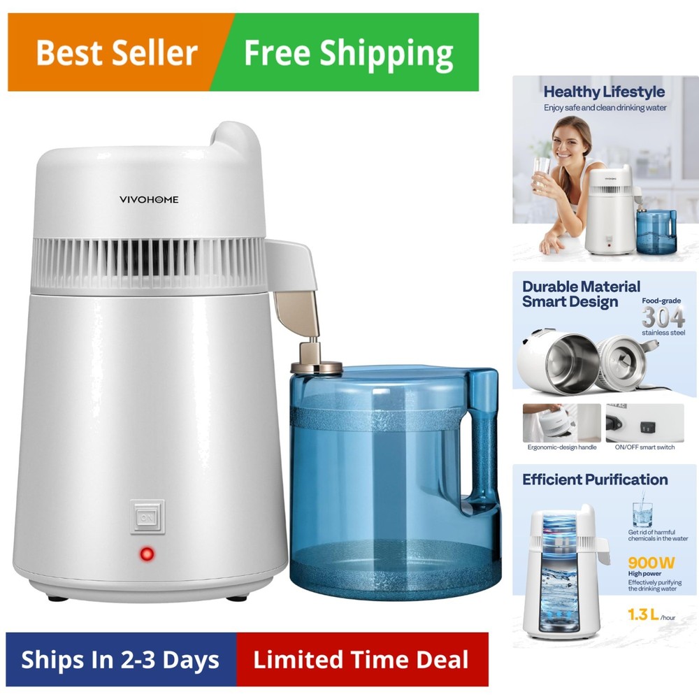 Water Distiller Countertop 1.6 Gallon/6L 900W Distilled Water Machine with Sm…