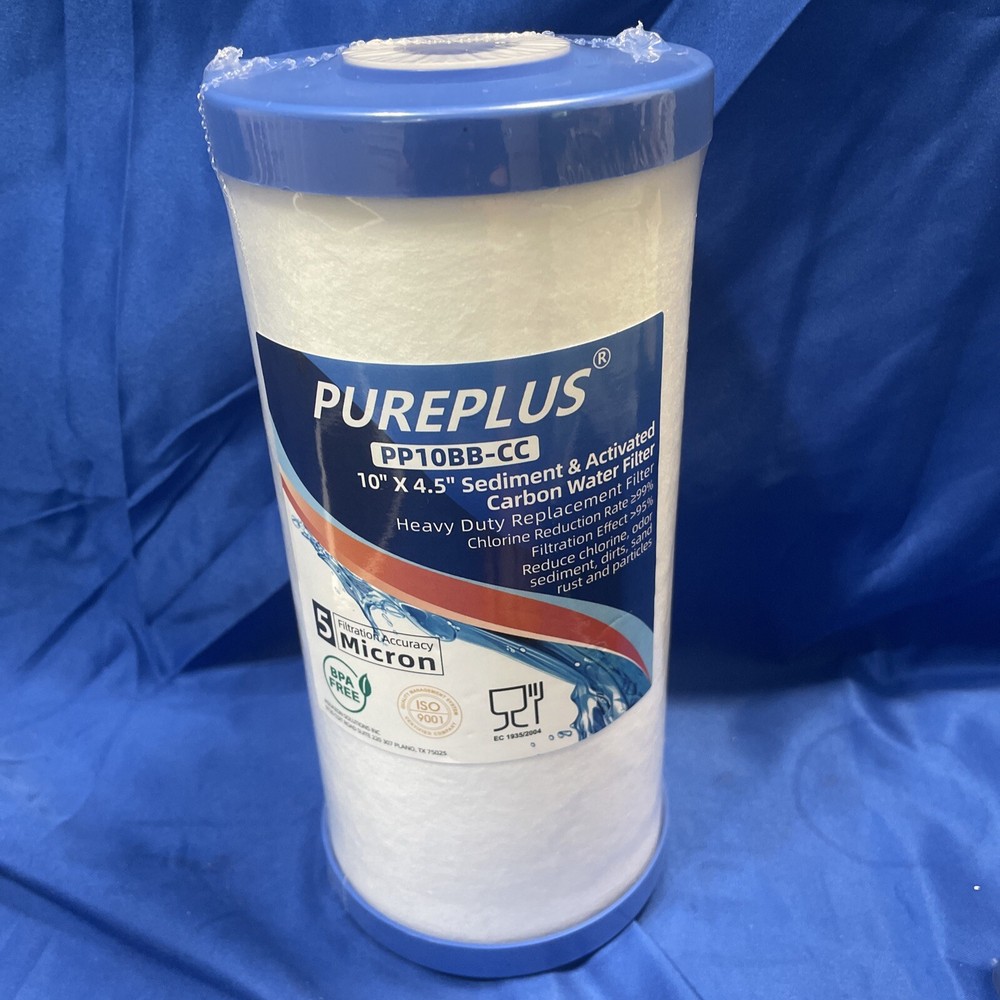 PUREPLUS PP10BB-CC Micron 10×4.5″ Big Blue Sediment & Carbon Water Filters