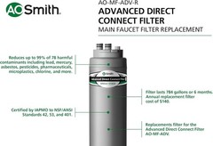 AO Smith Advanced Direct Connect Under Sink Replacement Filter for AO-MF-ADV …