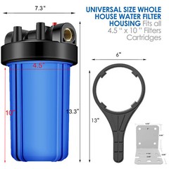 2Pack 10 Inch Big Blue Whole House Water Filter Housing For 10″ x 4.5″ Filters