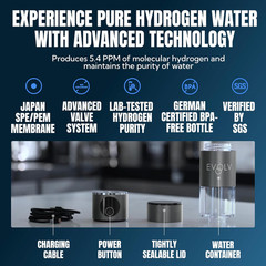 Hydrogen Water Bottle Generator – SPE & PEM Water Ionizer 5PPM, Highest Concentr