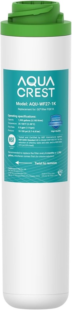 Under Sink Water Filter AQUA CREST for GE FQK1K FQK2J GXK185K GX1S50R Pack of 1