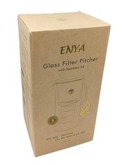 ENYA Lotus Vita Refillable Glass Water Filter Pitcher W Bamboo Lid, 4L Capacity