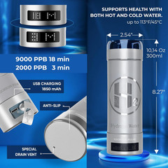 Hydrogen Water Bottle Generator, up to 9000 PPB Hydrogen Bottle Water Ionizer wi