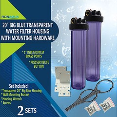 2 Transparent Big Blue Housings 20″ for Whole House Water Filtration System.