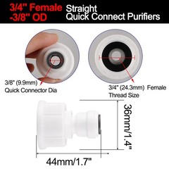 3/4 Inch BSP Female to 3/8 Inch OD Straight Quick Connect Water RO Fitting 5pcs