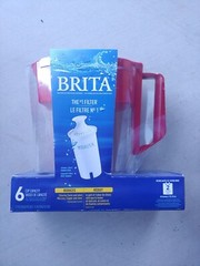 Brita Metro Water Pitcher Dispenser Standard 6 Cup W/FILTER – Red