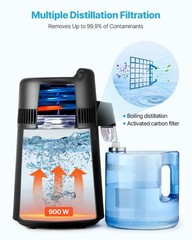 VEVOR Water Distiller 1.6 Gal Plastic Home Countertop Distilled Maker 900W Black