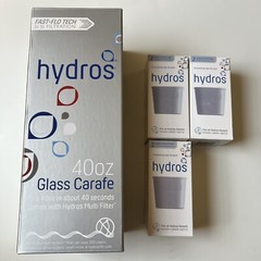 Hydros Water Filtration Carafe Fast-Flo Modern Filtration 40oz & 3 Filters