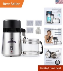 4L Stainless Steel Countertop Water Distiller – Fast Purifier for Clean Water