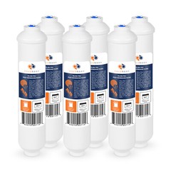 6 Pack of Inline Post/Carbon Polishing Water Filter for RO Standard Size QC