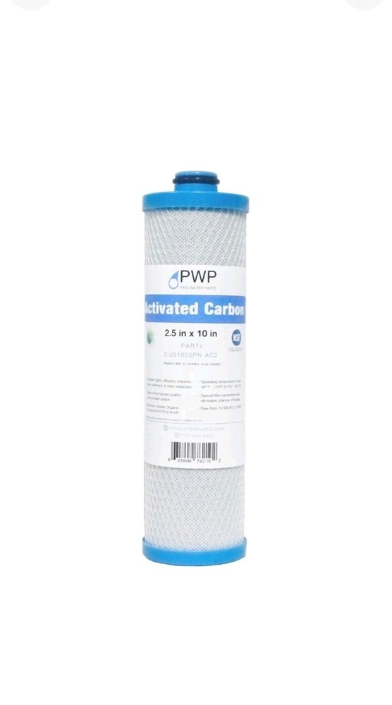RV Water Filter Activated Carbon Block Push-Nipple Cartridge OEM 2.5 x 10″ fo…