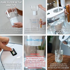 Pure Filter Pitchers for Drinking Water, 10 Cup 150 Gallon Filter, Tritan BPA…