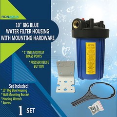 10″ Big Blue Housings for Whole House Water Filtration System, 1” Brass Port