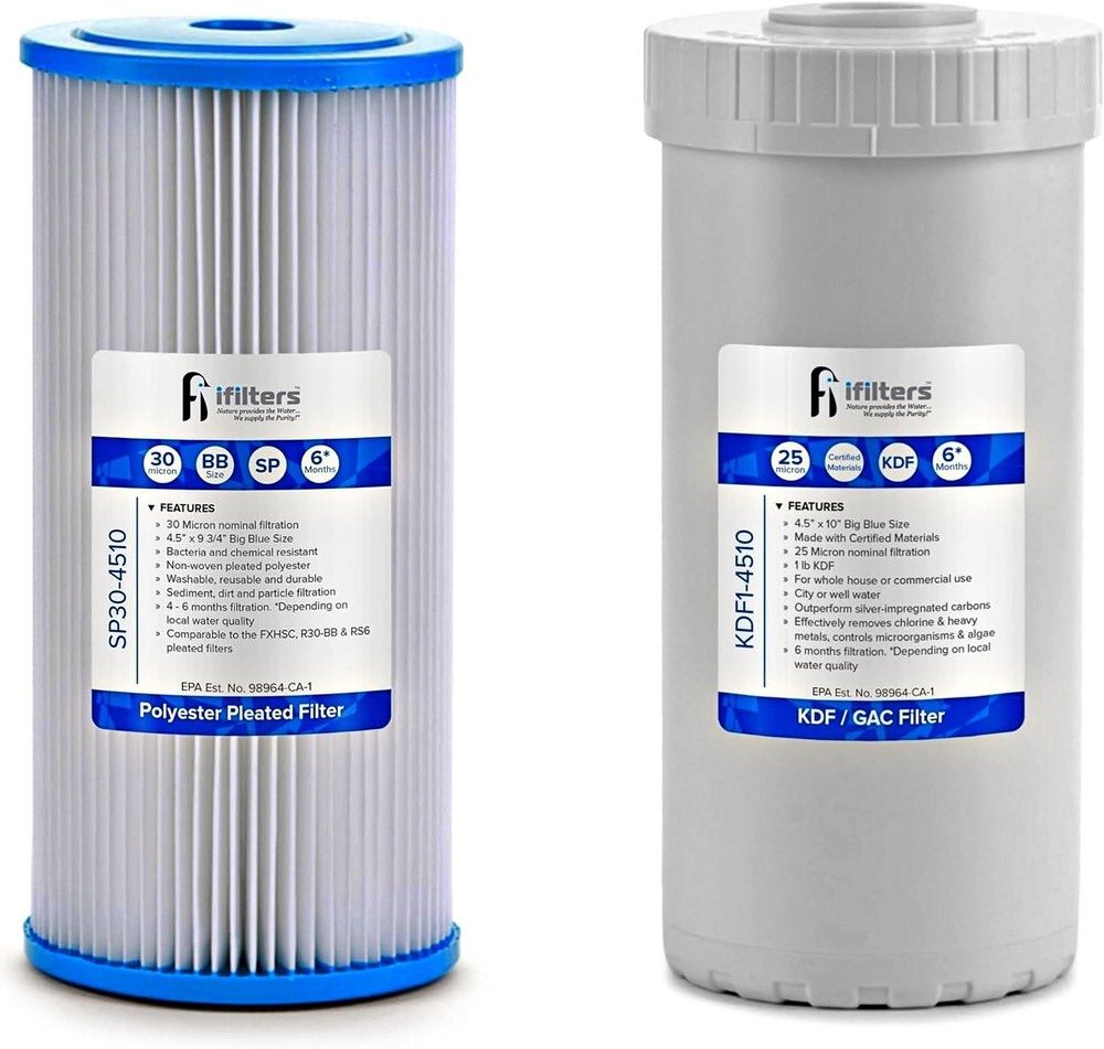 iFilters 10-Inch Whole House Sediment and GAC/KDF Dual Water Filters NEW Sealed!