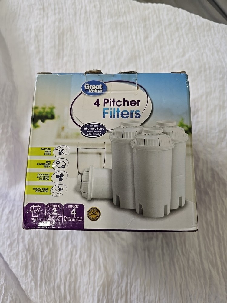 4 Pack Great Value Replacement Water Pitcher Filters Universal Ion Resin New USA