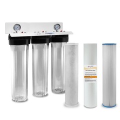 Max Water 1″Port 3 Stage 20″x4.5″ BB Clear Whole House Well Water Filter S