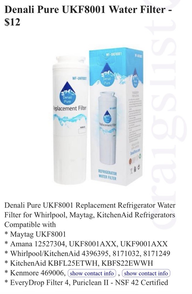Denali Pure Refrigerator Water Filter WF-UKF8001 new