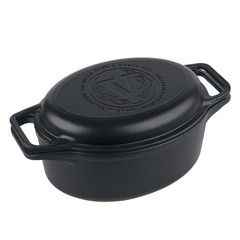 Victoria 6-Qt Cast Iron Dutch Oven Oval Combo Cooker Skillet Preseasoned 2-Pc