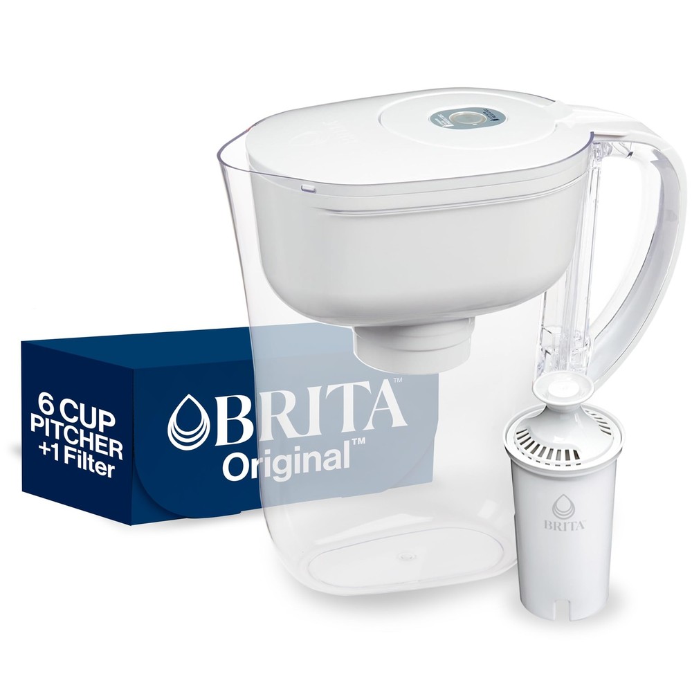 Brita Metro Water Filter Pitcher, SmartLight Indicator, BPA-Free, 6-Cup, White