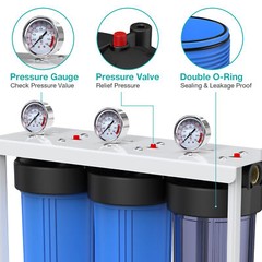 3Stage Big Blue 20″ Whole House Water Filter System+Spin Down+Extra 2 Set Filter