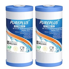 5 Micron 10″ x 4.5″ Whole House Sediment and Carbon Water Filter Fit GE FXHTC
