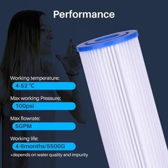 – 10″ x 4.5″ Pleated Water Filter Cartridges with American Plumber W30PEHD, W…