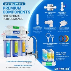 5 Stage Drinking Reverse Osmosis System PLUS Extra 7 Max Water Filters 100 GPD