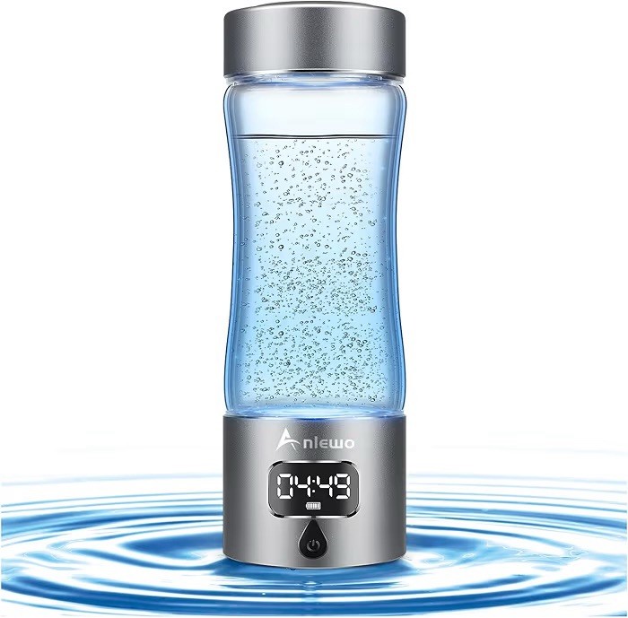 Anlewo Hydrogen Water Bottle Generator w/ SPE – PEM Technology Silver New G18