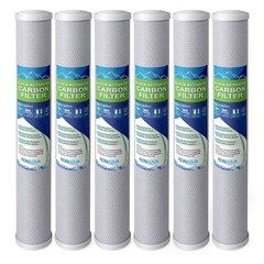 20″ x 2.5″ Block Carbon Water Filter 5 Micron Whole House Cartridges Set of 6