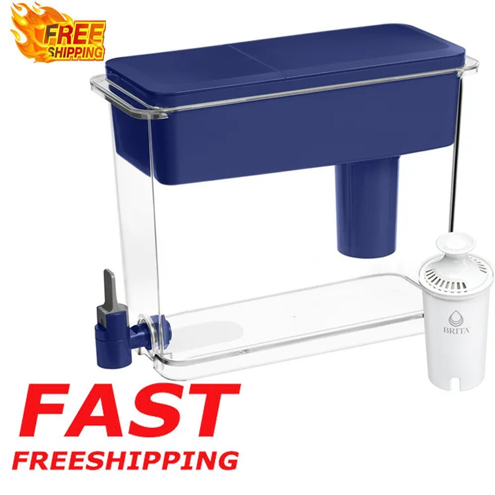27 Cup Water Filter Dispenser Plastic Polystyrene Family Offices Kitchen Blue US