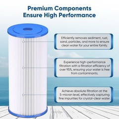 10″ x 4.5″ Whole House Pleated Sediment Filter for Well Water, Fit for GE FXHSC