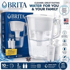 Brita Original 10 Cup Water Filter Pitcher w/ 2 Filters SmartLight BPA Free