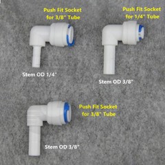 1/4″ 3/8″ Push Fit Fittings Stem Elbow For Reverse Osmosis Water Filter Fridge