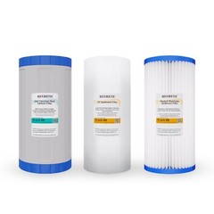 3 Big Blue 10″x4.5″ Whole House Pleated + Sediment + GAC Carbon Water Filter Set