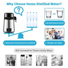 VEVOR 4L Water Distiller 1.5L/H Water Filter w/ Timing Dual-Temp Display 1750W