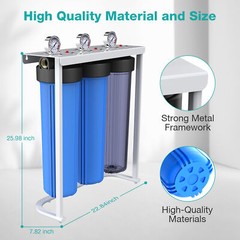 3Stage Big Blue 20″ Whole House Water Filter System+Spin Down+Extra 2 Set Filter