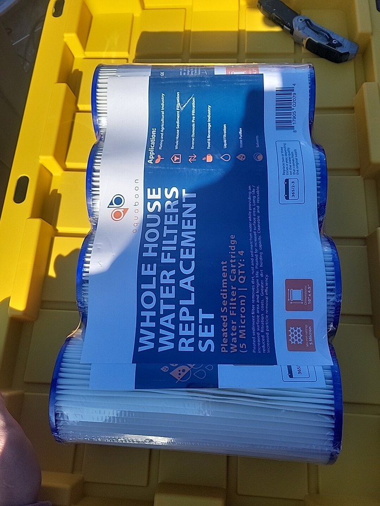 4PK of Big Blue 5µm Pleated Washable Sediment Water Filter 10″x4.5″ by Aquaboon