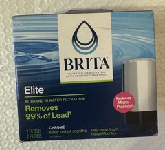 BRITA Faucet Elite Chrome Replacement Filter 2-Pack Remove 99% of Lead,open box