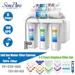 6 Stage 100GPD PH Alkaline Reverse Osmosis Drinking Water Filter System Purifier