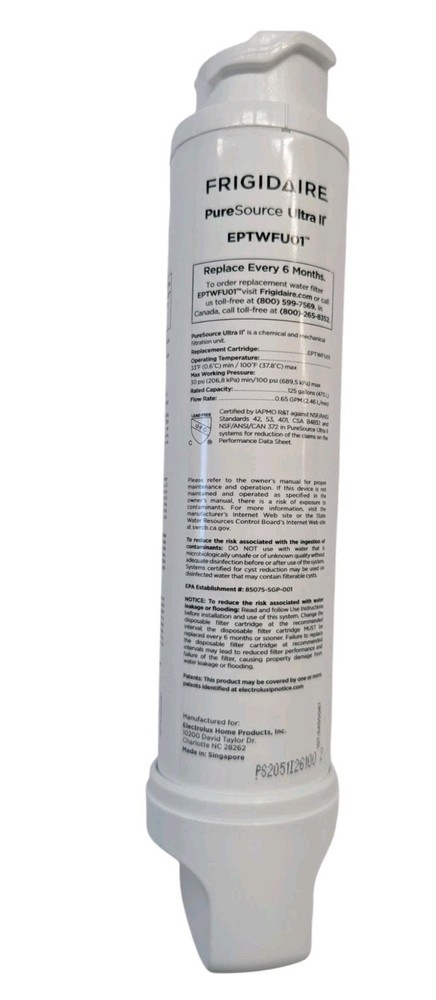 FRIGIDAIRE EPTWFU01 PureSource Ultra II Refrigerator Water Filter, 1 Count White