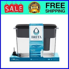 Brita Extra Large Ultramax 27 Cup Black Filtered Water Dispenser with 1 Standard