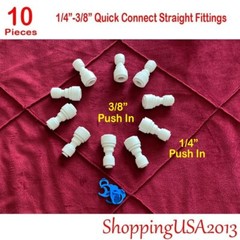 10 X 1/4-3/8 Quick Connect Straight Fitting Connection Push In Water Filter Ro